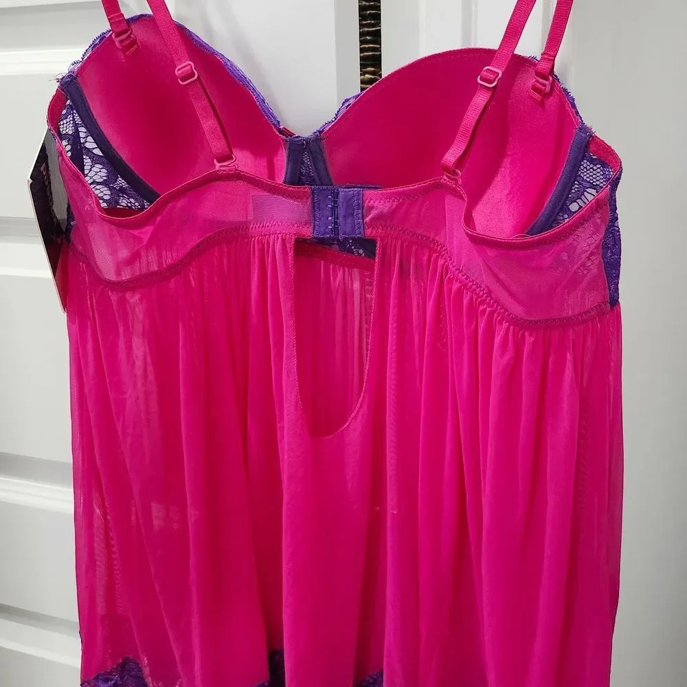 Elegant Purple and Pink Lace Babydoll